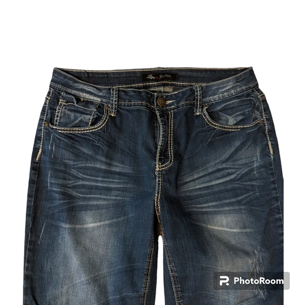 Love Nation Mid Rise Contrast Stitching Stretch Bootcut? Blue Jeans. Women's 14 - Picture 4 of 6